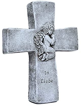 stoneandstyle Grabschmuck Steinguss Kreuz Grabkreuz In Liebe, frost- und wetterfest