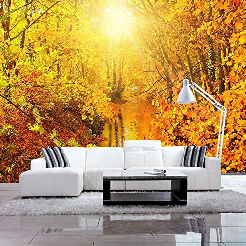 Frtmsticker Papier Peint Autocollant Murale 3D Modèle D'Arbre D'Érable D'Automne Papier Peint Photo 3D Enfants Chambre 3D Murale Pvc Autocollant Wall Art Garçon Fille Chambre Affiche Murale 200X100Cm