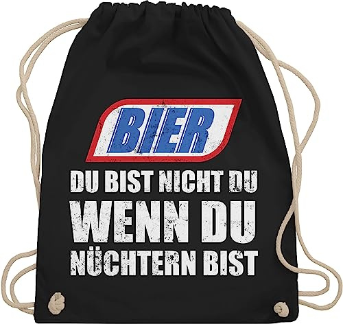 Turnbeutel Rucksack - Party & Alkohol Damen - Bier Du bist nicht du wenn du nüchtern bist Vintage - Unisize - Schwarz - saufrucksack sauf ganz beutel festival clothes alki rucksäcke trinkgeschenke