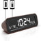Radio Réveil Moderne - Double Alarme - 2 Ports de Charge USB - 5 Luminosités Réglables - 5 Sons d'Alarme - Détecteur de Luminosité - Écran Auto-Adaptatif - Température et Taux d'Humidité - 22x7x6 cm