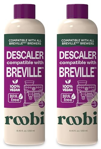 Roobi Descaler for Coffee Machine & Kettle Compatible with Sage and Breville. 2 Bottles, 2 Uses Each. Limescale Remover & Cleaner. Carbon Neutral & Eco-Friendly