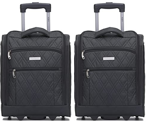 Flight Knight 2er-Set 45x36x20cm easyJet Underseat Carry On Non Priority Approved Handgepack Koffer - 2 Rader - Ultra Lightweight Durable Soft Case Textile Cabin Suitcase