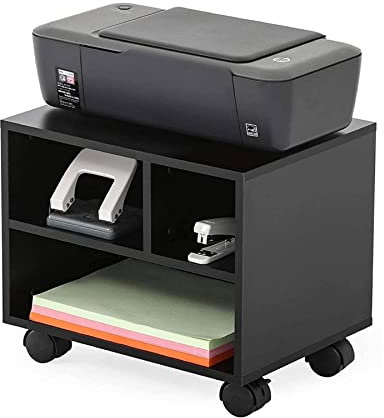 Hohe Kapazität 2-stufiger mobiler Druckerständer für den Schreibtisch, Lagerregal, Arbeitswagen mit Rädern, rollender Holzschrank für Zuhause und Büro Multifunktion