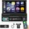 Autoradio 1 din con Schermo, Wireless Apple Carplay e Android Auto - Radio a ribalta da 7 pollici 1Din Bluetooth Mirror Link USB Tipo C + telecamera di parcheggio AHD e telecomando