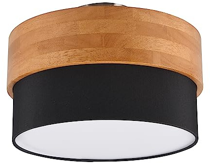 Trio Leuchten Deckenleuchte Seasons 611500202, Holz naturbelassen, Schirm Stoff schwarz, exkl. 2x E14 |