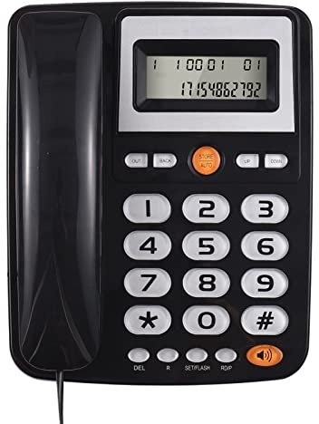 Festnetztelefon mit Kabel für den Schreibtisch, großes Tasten-Telefon für Senioren, Telefon mit LCD-Display, Blitz-/Wahlwiederholungsfunktionen, Freisprecheinrichtung, Dual-Anschlüsse für den