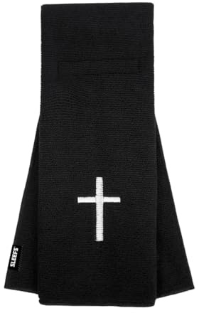 SLEEFS Football Towel - Cotton Quarterback QB Towel for The Football Field - Bi-Fold Hook & Loop Closure - Men/Youth/Boys/Adults - Faith Cross Black