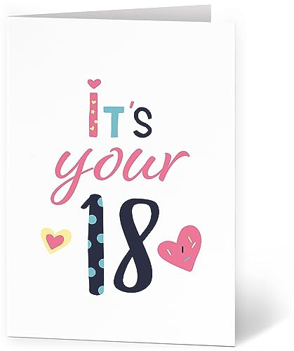 XXL Glückwunschkarte zum 18. Geburtstag (A4) Mädchen Rosa Its your - hochwertige Klappkarte | Große Design Maxi Karte Grußkarte Volljährig Geburtstagskarte mit Umschlag
