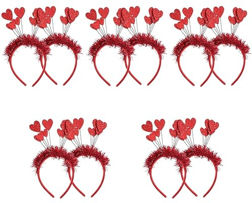 ABOOFAN 10stücke Herz Haarreif Rotes Glitzer-stirnband Für Frauen Für Valentinstag Partys Und Festliche Anlässe Liebevolles Design Bequemes Und Langlebiges Material