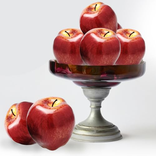 Tuxiaobu Künstliche Früchte Rot Delicious Apfel Deko Obst, Kunst Faux Äpfel Zuhause Küche Dekor Tischdekoration, Künstliche Früchte Wie Echt, Obst Party Dekorationen, 6 Stück, Rot