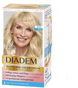 DIADEM 3 in 1 Pflege-Color-Creme 703 Platin Blond Stufe 3 (1 x 170 ml), permanente Haarfarbe, Haarpflege-Formel für gesund aussehende Ergebnisse, 100% Grauabdeckung