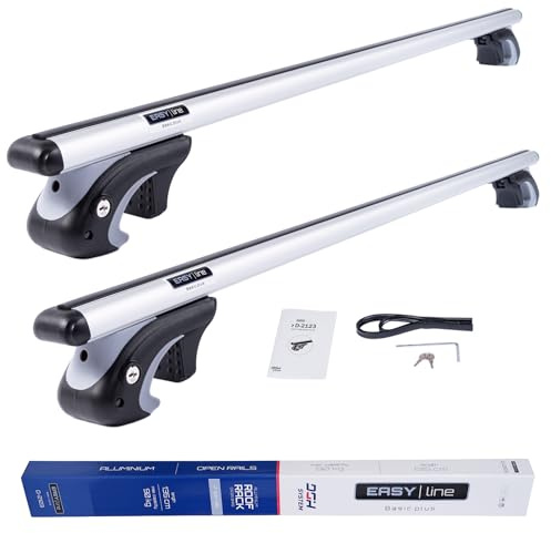 DGH SYSTEM Kompletter Aluminium-Dachträger Relingträger Easy Line Basic Plus 135 cm kompatibel mit Volkswagen Touran II 5T MPV 2015- mit offener Dachreling, abschließbar, Nutzlast 90 kg