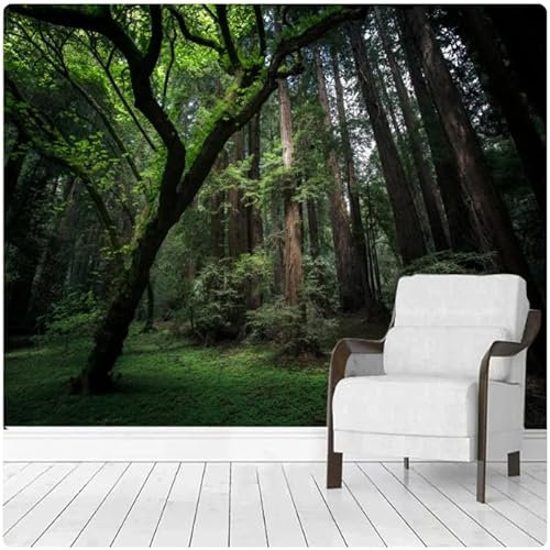 Papier Peint Panoramique 3D Intisséphoto Murales 3D Papier Peint Rétro Vert Forêt Vierge Paysage Salon Chambre Décor À La Maison Fresque 400Cm(W)*280Cm(H)