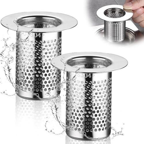 2 Stück Abflusssieb Dusche, 5 × 5 cm Haarsieb Waschbecken, 304 Edelstahl Duschabfluss Haarfänger, Abfluss Filter Netz für Küche Badezimmer Balkonbodenablauf (Silber)