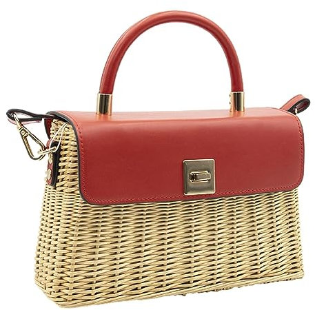 Strohtasche, Strohhandtasche mit Reißverschluss, Strohtaschen mit großem Fassungsvermögen, Strohhandtaschen, Stroh-Tragetaschen, Strandtaschen aus Stroh