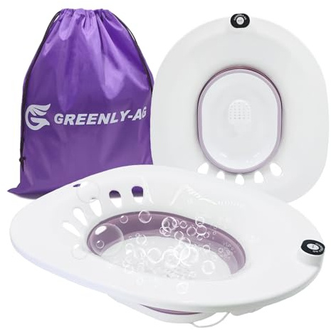 G GREENLY-AG Sitz Bath, Sitz Bath for Toilet, Electric Sitz Bath for Hemorrhoids Men and Women, Postpartum Care, Portable Sitz Bath for Universal Toilet Seat, Bubble Purple
