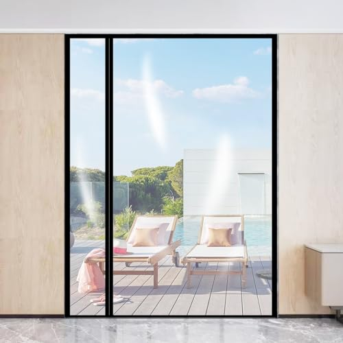 Transparenter wendbarer Türvorhang mit Öffnung links oder rechts, isoliert, passend für Türen bis zu 152,4 x 203,2 cm, magnetisch, selbstschließend, für Küche, Schlafzimmer, Klimaanlagenraum