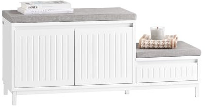 SoBuy Bänk med förvaring Skoskåp Skobänk med dyna Sittbänk FSR172-W