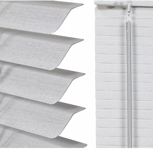 PVC Window Venetian Blinds Strong Trimmable Easy Fit Child Safe Home Office Blind Black Cream White Silver Teak And Natural (Grey (L-Shape), 105 x 150 cm)
