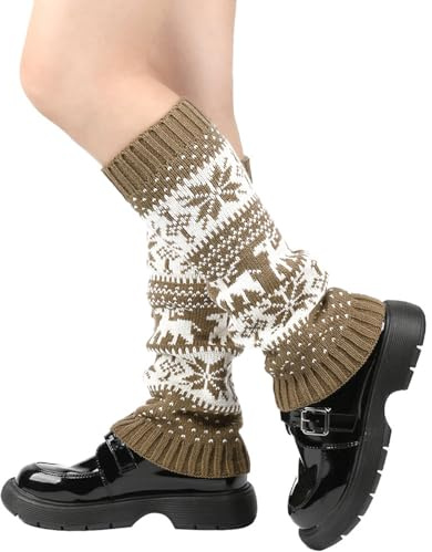 Nanxson Kvinnor Benvärmare Flicka Stickad Benvärmare Jul Party Dans Yoga Sport, Khaki, one size