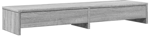 vidaXL Monitorständer mit Schubladen Grau Sonoma 100x27x15 cm