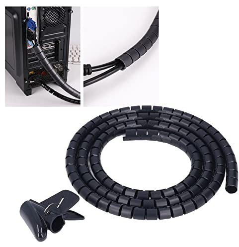 Kabelschlauch Schwarz Kabelkanal Spiralschlauch, Kabelschutzschlauch, Weich Schneidbar Leerrohre für Elektroleitung, Kabelmanagement für TV Computer Heimkino L 1,5/2 m, D 20mm (2