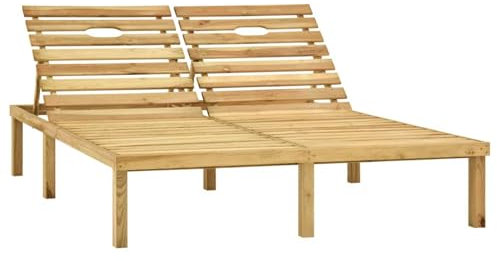 Homgoday Doppel-Sonnenliege aus imprägniertem Kiefernholz, Sonnenliegen, Schlafsofa, Poolbett, Gartenliege Modell 315398