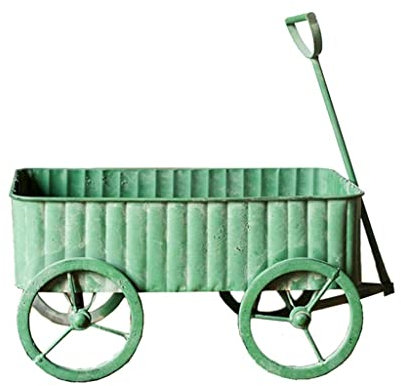 Fioriera a carriola in metallo, vaso da fiori per giardino esterno, vasi per piante unici, design a carrello, grandi fioriere per fiori rustici (40,5 x 25 x 36 cm)