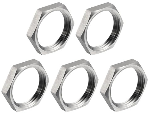 QUARKZMAN 5pcs Tuerca de Bloqueo Hexagonal Npt 3/4 Rosca Hembra | para Conexiones de Tubería, Tuerca de Bloqueo Hexagonal de Acero Inoxidable 304 para Fontanería Fija, Escoba de Agua