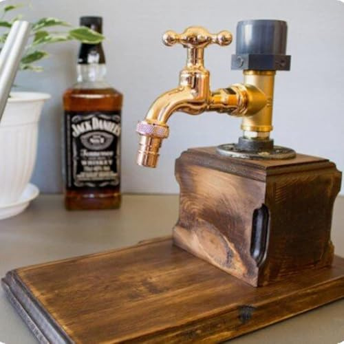 Dispenser per liquori, alcol e whisky, in legno, a forma di rubinetto, per casa, pub o cucina, bar (C)