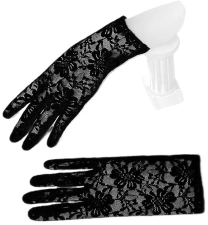 Uteruik Florale Spitzenhandschuhe, kurz, Abschlussball, Opernhandschuhe, Damen, Hochzeit, Fäustlinge für Abend, Hochzeit, Teeparty, Abschlussball, Cosplay