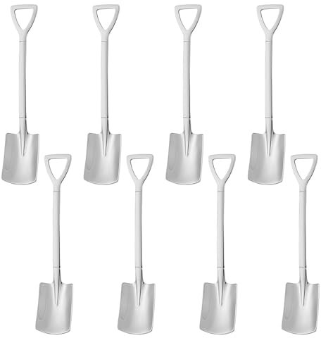 Lot de 8 cuillères de niveau en acier inoxydable en forme de pelle Argenté Mini cuillères à dessert en forme de pelle pour mélanger la cuisine