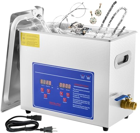 Limpiador ultrasónico 6L con calefacción y regulación del tiempo limpiador sónico profesional de acero inoxidable 180W 220V para joyas, laboratorios, equipos dentales e industriales
