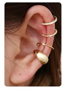 Habselikob 4Pcs Ear Cuff Orecchini Clip Donna Ragazze Regolabile Orecchini Senza Buco Oro 14K Earcuffs Non Piercing per Cartilagine