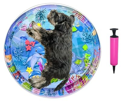 Tapis de jeu d'eau pour chat avec pompe gonflable | Coussin épais pour bébé rampant pour animaux de compagnie pour l'ennui au quotidien à l'intérieur en plein air en plein air véhicule chaud
