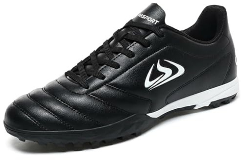 Botas de Fútbol para Niños Ligeras y Resistentes – Zapatillas de Fútbol Sala Infantiles con Tacos Bajos para Entrenamiento en Césped Artificial - Negro 35 EU