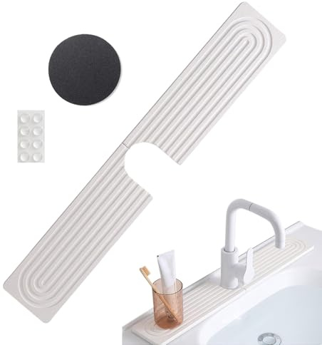 Xijobido Tapis De Robinet pour Évier De Cuisine - Tapis en Terre de Diatomée pour Contour de Robinet - Bac en Pierre Attrape-Gouttes À Séchage Rapide Accessoires De Cuisine pour Restaurant, Hôtel,