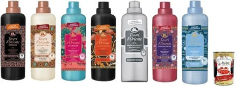 Italian Gourmet Testpaket Ammorbidente tessuti bucato Weichspüler 7 x 760ml | Profumi assortiti per capi soffici; Weißer Moschus, Ayurveda, Hammam, Gesamtnettogewicht 5,32 L + Kostenlos Polpa 400g