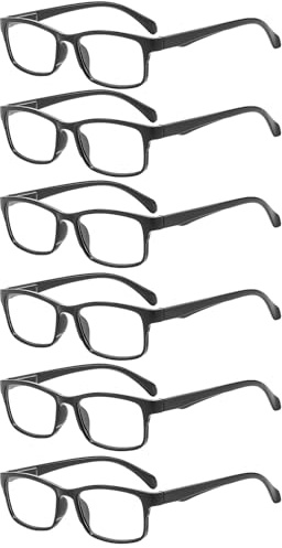 Suertree 6 Pack Lesebrille für Herren Damen Lesehilfe Mode Brillen mit Federscharnier Rechteckige Rahmen Lesehilfe 2.5X