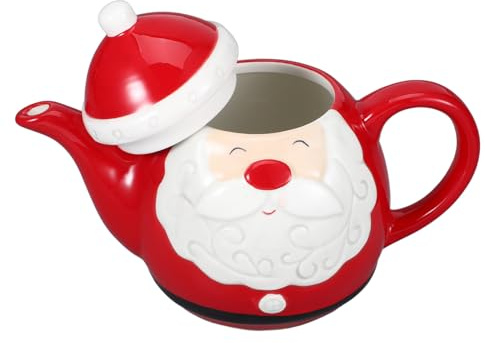 SMASOLO Teiera Ceramica Babbo Natale Natale Stile Festivo Accessorio Elegante per Bevande Calde Set da Tè in Ceramica per Casa e Picnic all'Aperto