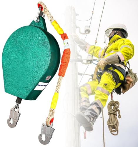 Self Retracting Lifeline, 10m Retractable Fall Protection Set, High-Altitude Fall Arrester, with Double Locking Structure, Portable Retractable Lifeline for Roof & High-Altitude Work (Load 150kg)