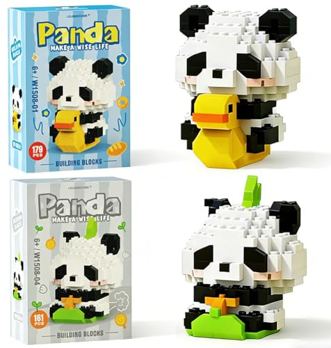 KAOVCXR Panda Mini Building Blocks Set, 2pcs Panda Cute Animals Building Sets, for Adults and Children, Pandas Micro Building Blocks Suit for Children 9+ Years Old | Rocking Chair