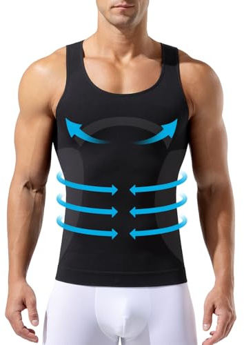 Casey Kevin Shapewear herr kompressionströja mage väg undertröja herr body shaper tank topp ärmlös för platt mage