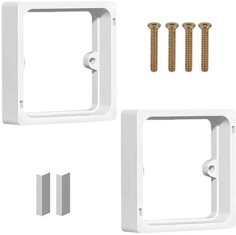 NIYATA 2Pcs 20mm Single Socket Spacer, 86mm Flush Mount Wall Box Extender with 4 Screws & 2 Auxiliary Nails, for Electrical Installations & DIY Renovation Projects, White