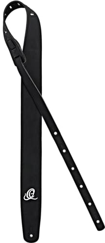 Ortega Guitars Vegan Series Gitarrengurt - PVC Schwarz (OSVG-BK) | Länge verstellbar, für Akustik Gitarre / Bass, E-Gitarre, E-Bass