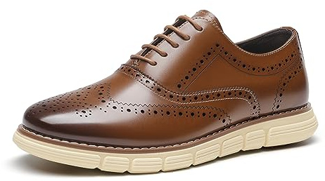 Bruno Marc Men's Crossflex Dress Sneakers Wingtip Derby Casual Oxford Formal Shoes,Size 11,Brown,GRANDWING