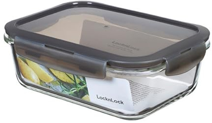 LocknLock OVEN GLASS Frischhaltedosen Glas mit Deckel 1,0 L 200 x 152 x 74 mm Kühlschrank, Gefriertruhe & Spülmaschine Borosilikat-Glas bis 400°C ofenfest Mikrowellengeschirr mit Deckel