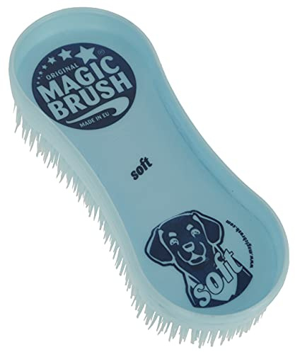 MagicBrush Hundebürste Dog Soft | Ocean Blue, 16,5 × 6,5 × 3 cm, Kunststoffbürste mit ultraweichen Quadro-Borsten, maschinenwaschbar