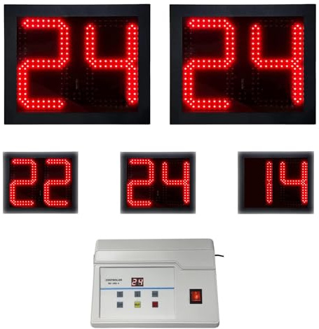 YZ 2 Stück Shot Clock, Wurfuhr Basketball, Konsolensteuerung, mit Buzzer | 0–99s einstellbar, mit bedienkonsole, große LED-Ziffern, helle Anzeige, für Sporthallen Training Wettkampf