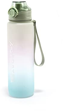 XKUN Borraccia Bottiglia di Acqua di Materiale Tritan Tritan con Copertura di Ruoccia Scala Scala Promemoria Smarete Tappa Tappa Personale per Sport All'Aperto Fitness-D